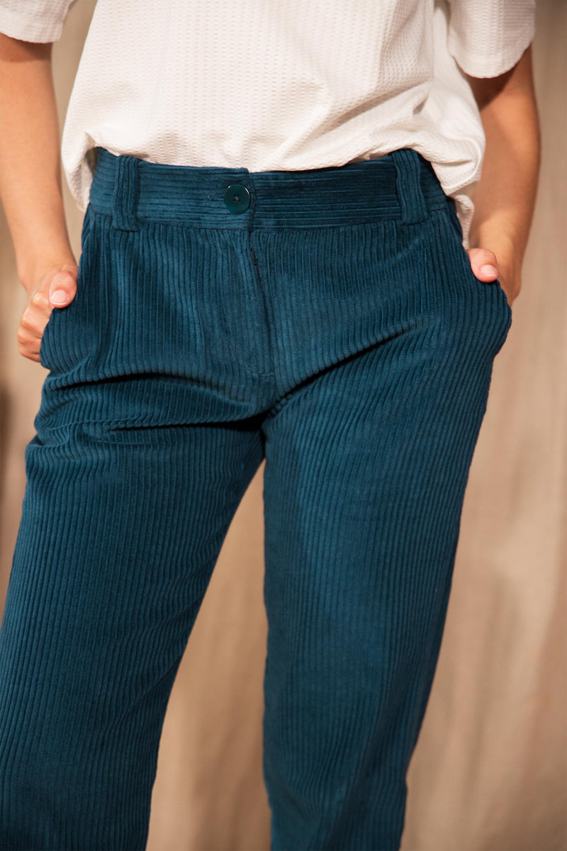 LE PANTALON - VELOURS PETROLE